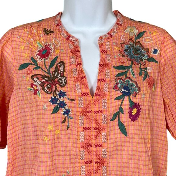 Johnny Was Workshop Olinda Puff Sleeve Effortless Blouse Embr Florals XS NWT - Picture 3 of 12